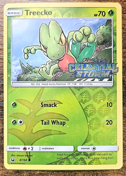 Treecko 8/168 MP Cosmos Holo Swirl Celestial Storm Stamp Pokemon Promo 2018 - Image 1
