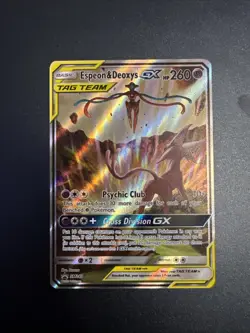Espeon & Deoxys GX SM240 Pokemon Black Star Promo Full Art Holo Near Mint 2020 - Image 1
