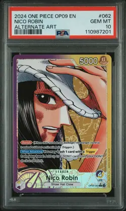 PSA 10 Nico Robin OP09-062 Leader Alt Art One Piece Card English 2024 TCG - Image 2