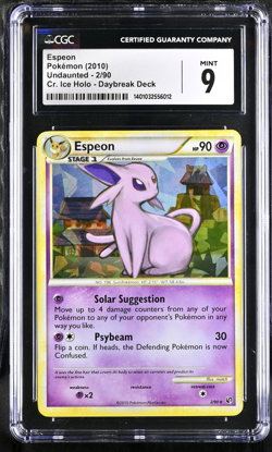 CGC 9 Mint | Pokemon 2010 Undaunted Espeon Cracked Ice Holo 2/90 Card - Image 1