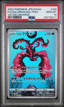 Pokemon Card PSA 10 Galarian Moltres 190/172 s12a VSTAR Universe FA AR 2022 - Image 1