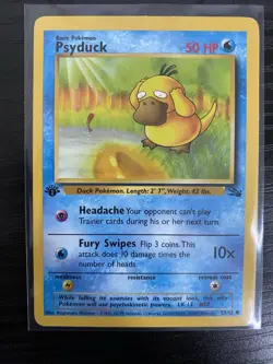 1999 Pokemon Psyduck 53/62 1st Edition Fossil Set LP WOTC Vintage TCG - Image 1