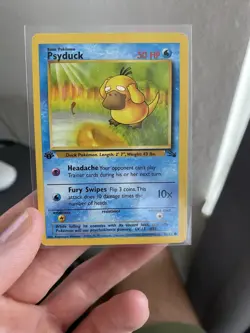 1999 Pokemon Psyduck 53/62 1st Edition Fossil Set LP WOTC Vintage TCG - Image 2