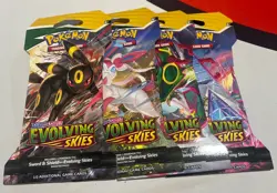 Pokemon TCG Evolving Skies Sleeved Booster Packs Set of 4 Arts - New Sealed - Image 1