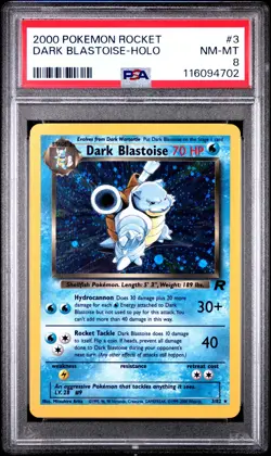 Dark Blastoise-Holo Pokemon Rocket 3 NM PSA NM-MT 8 Swirls-4702 - Image 1