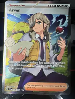 Pokemon TCG Ultra Rare Trainer Arven #235/198 Scarlet & Violet Base NM - Image 1