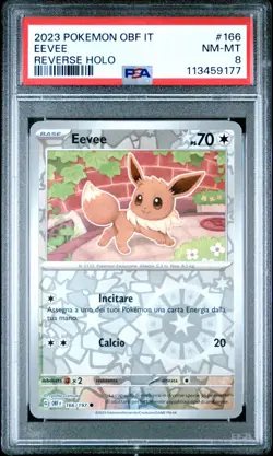 POKEMON EEVEE 166/197 REVERSE HOLO - OSSIDIANA INFUOCATA ITA - PSA 8 NM-MT - Image 1