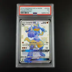 PSA 5 Lucario GX SV64/SV94 Pokemon Hidden Fates Full Art Holo Card - Image 1