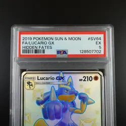 PSA 5 Lucario GX SV64/SV94 Pokemon Hidden Fates Full Art Holo Card - Image 2