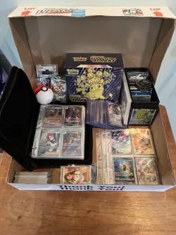 Massive Box Pokemon Card Collection Binder Lot Full Arts SEALED ETB Graded Slab - Image 1