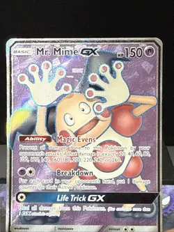 Pokemon Card Mr. Mime GX 156/168 Full Art Ultra Rare Celestial Storm Played - Image 2
