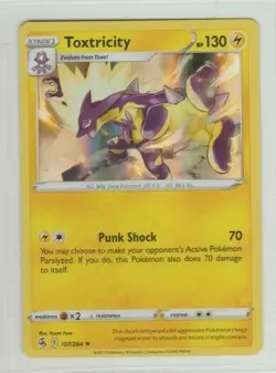 HOLOGRAM FOIL RARE Toxtricity Fusion Strike Pokemon Card 107/264 - Image 1