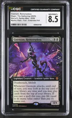 GWENOM, REMORSELESS Marvel's Spider-Man Extended Art Foil Mythic CGC 8.5 MTG - Image 1