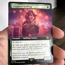 MTG - DELIGHTED HALFLING - Lord of the Ring- EXTENDED ART - $1 Ship - Image 1
