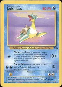 2000 Pokemon FRENCH Unlimited Fossil Lokhlass-Lapras 25/62 VG-EX - Image 1