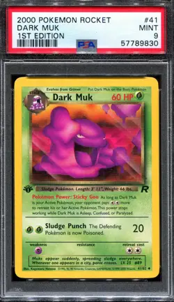 PSA 9 Pokemon 2000 1st Edition Team Rocket Dark Muk #41 - Image 1