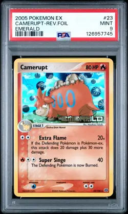 2005 POKEMON EX EMERALD #23 CAMERUPT-REVERSE FOIL PSA 9 - Image 1