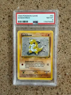 PSA 8 NM-MT 1999 Pokemon Sandshrew 62/102 - Image 1