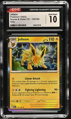 JOLTEON 151 Holo Rare #135 CGC 10 Gem Mint Pokemon [Nostalgium] - Image 1
