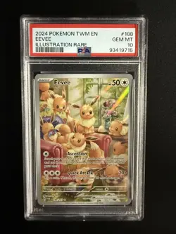 2024 POKEMON TWM EN-TWILIGHT MASQUERADE ILLUSTRATION RARE #188 EEVEE PSA 10 - Image 1