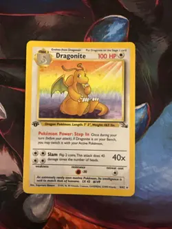 Pokemon TCG Dragonite Fossil Holo Card 4/62 1st Edition Holo Rare, LP Condition - Image 1