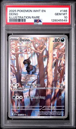 Pokemon Deino White Flare Holo Full Art Card 146/086 TCG PSA 10! LOW POP - Image 1