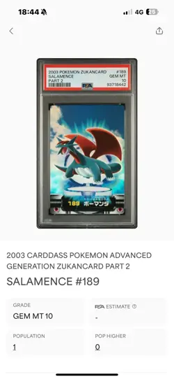 Pokemon Cards 2003 Salamence Holo Zukan Bandai Rare Holo Psa 10 Gem Mint POP 1 ! - Image 2