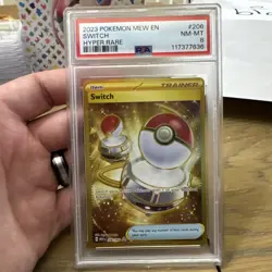 PSA 8 Switch 206/165 151 Hyper Rare Gold Holo Pokemon Card - Mint - Image 1