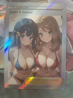 Pokemon Misty & Serena Anime Waifu Custom DIY Trainer Art Sexy Pokemon card - Image 2