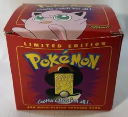 Pokemon Jigglypuff Limited Edition 23k Gold Plated Trading Card Pokeball - Image 1