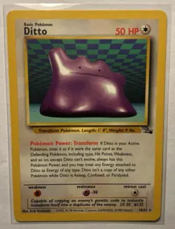 1999 POKEMON TCG Ditto 18/62 Fossil Set Regular Rare Unlimited Vintage Card LP - Image 1