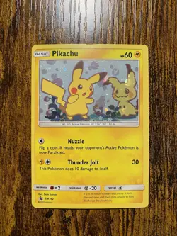 Pokemon TCG Pikachu SM162 Promo Holo Card Moderately Played Condition - Image 1