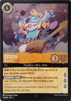 23/204 STITCH ROCK STAR THE FIRST CHAPTER FOIL SUPER RARE DISNEY LORCANA CARD - Image 1