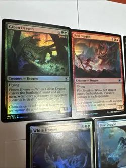 MTG AFR Foil Dragon Lot - Red, Green, Blue, White & Black Dragons-5 Card Set Nm - Image 2