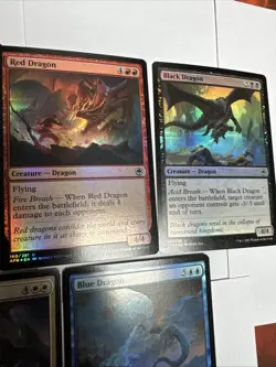 MTG AFR Foil Dragon Lot - Red, Green, Blue, White & Black Dragons-5 Card Set Nm - Image 3