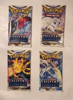 Silver Tempest x 4 Packs - Pokemon TCG Full Art Set SWSH Sealed Booster Pack Lot - Image 1