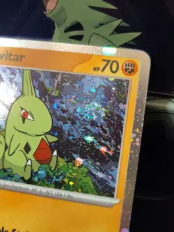 Pokemon TCG Cosmo Holo DOUBLE SWIRL Larvitar 110/193 Paldea Evolved NM - Image 4
