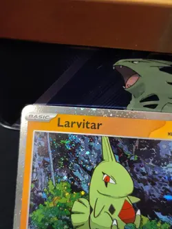 Pokemon TCG Cosmo Holo DOUBLE SWIRL Larvitar 110/193 Paldea Evolved NM - Image 5