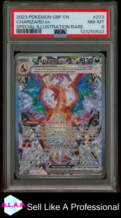 CHARIZARD EX SPEC ILLU RARE POKEMON OBF EN-OBSIDIAN FLAMES 2023 223 PSA 8 - Image 1