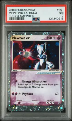 2003 POKEMON EX RUBY & SAPPHIRE #101 MEWTWO EX-HOLO PSA 7 - Image 1