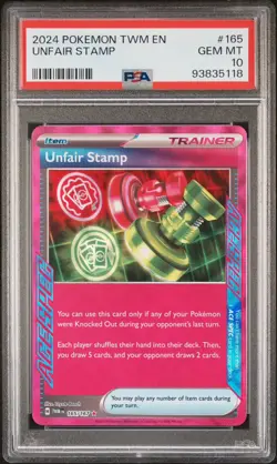 PSA 10 Pokemon TCG Unfair Stamp 165/167 Twilight Masquerade Ace Spec Trainer - Image 1