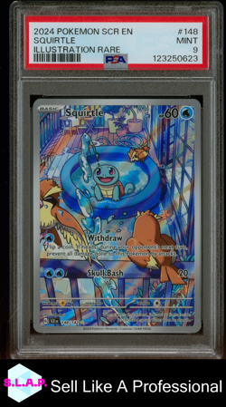 SQUIRTLE ILLUSTRATION RARE POKEMON SCR EN-STELLAR CROWN 2024 148 PSA 9 - Image 1