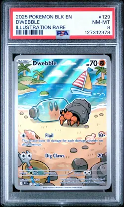 2025 POKEMON BLK EN-BLACK BOLT ILLUSTRATION RARE #129 DWEBBLE PSA 8 - Image 1
