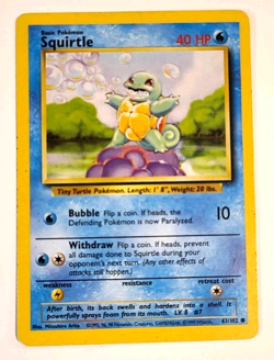 Squirtle 63/102 - Base Set - 1999 Pokemon TCG - Vintage Pokemon Card_7 - Image 1