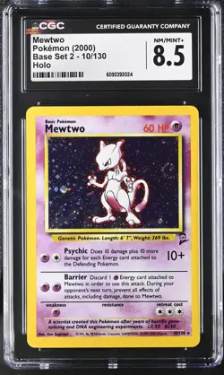 CGC 8.5 Mewtwo 2000 Base Set 2 10/130 Holo SWIRL Pokemon Card - Image 1