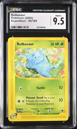 CGC 9.5 MINT+ Bulbasaur 2002 Expedition 94/165 Pokemon Card - Image 1