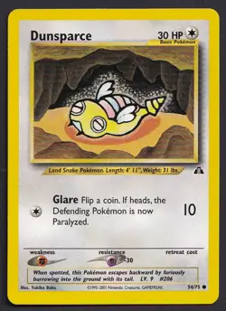 Dunsparce Vintage 2001 Pokemon Neo Discovery TCG Card 54/75 - Image 1