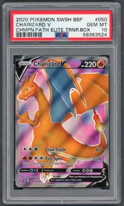 Pokemon Cards - PSA 10 Charizard V SWSH050 - Champions Path ETB - GEM MT PSA10 - Image 1