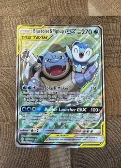 Blastoise & Piplup GX 215/236 Cosmic Eclipse Pokemon TCG English Card Rare NM - Image 1