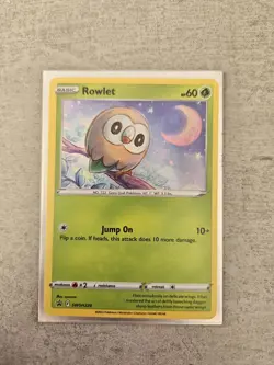 Pokemon Card Rowlet SWSH220 Black Star Promo Holo Near Mint - Image 1
